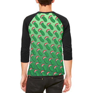 Christmas German Pickle Pattern Mens Raglan T Shirt