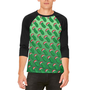 Christmas German Pickle Pattern Mens Raglan T Shirt