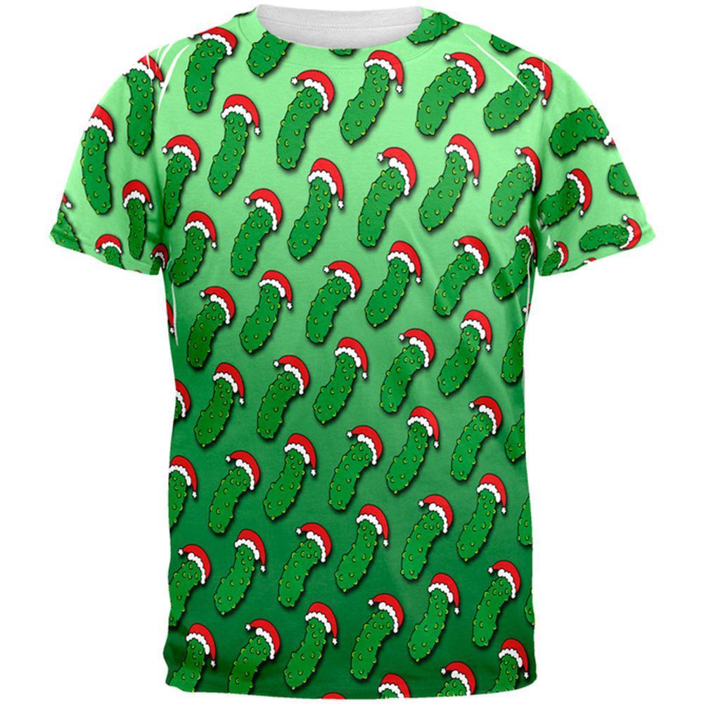 Christmas German Pickle Pattern All Over Mens T Shirt