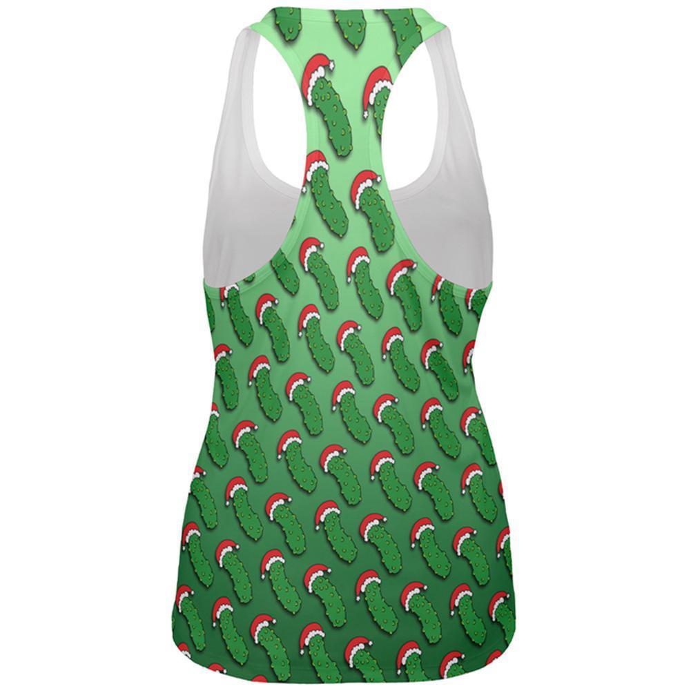 Christmas German Pickle Pattern All Over Womens Work Out Tank Top