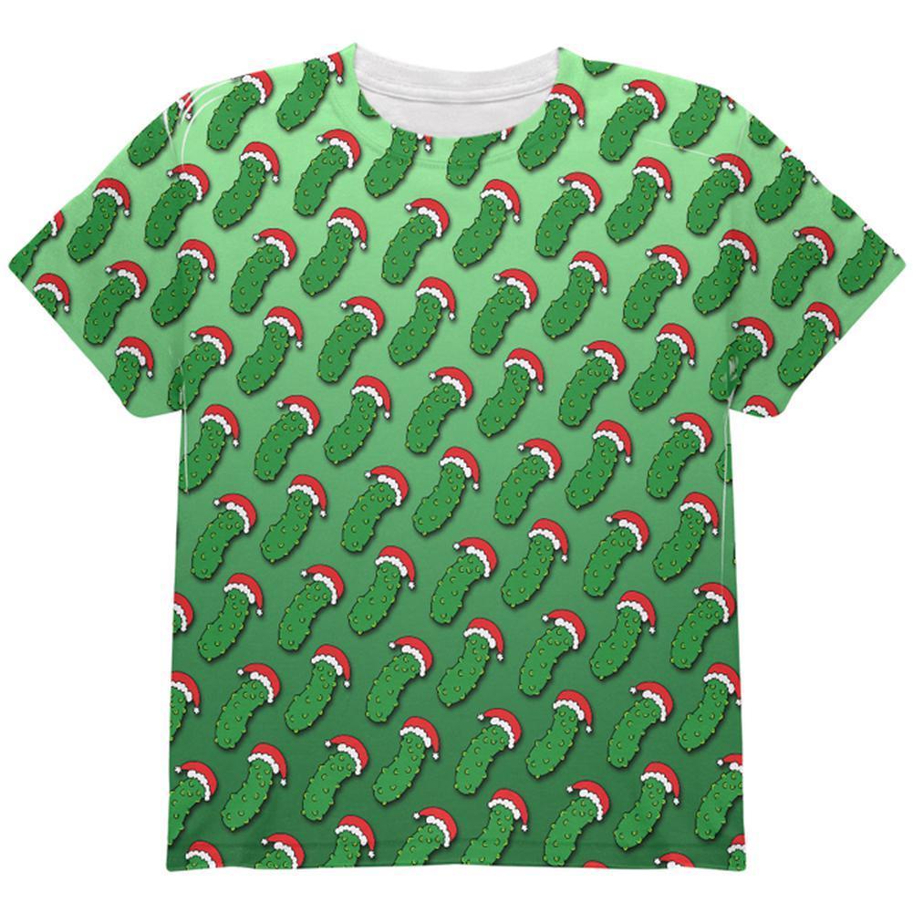 Christmas German Pickle Pattern All Over Youth T Shirt