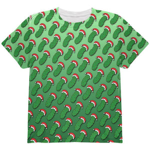 Christmas German Pickle Pattern All Over Youth T Shirt