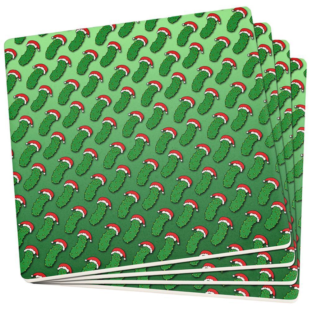 Christmas German Pickle Pattern Set of 4 Square Sandstone Coasters