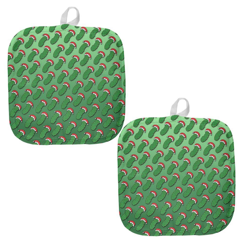 Christmas German Pickle Pattern All Over Pot Holder (Set of 2)