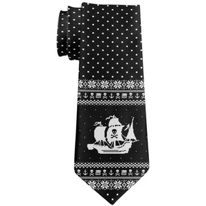 Ugly Christmas Sweater Pirate Ship All Over Neck Tie