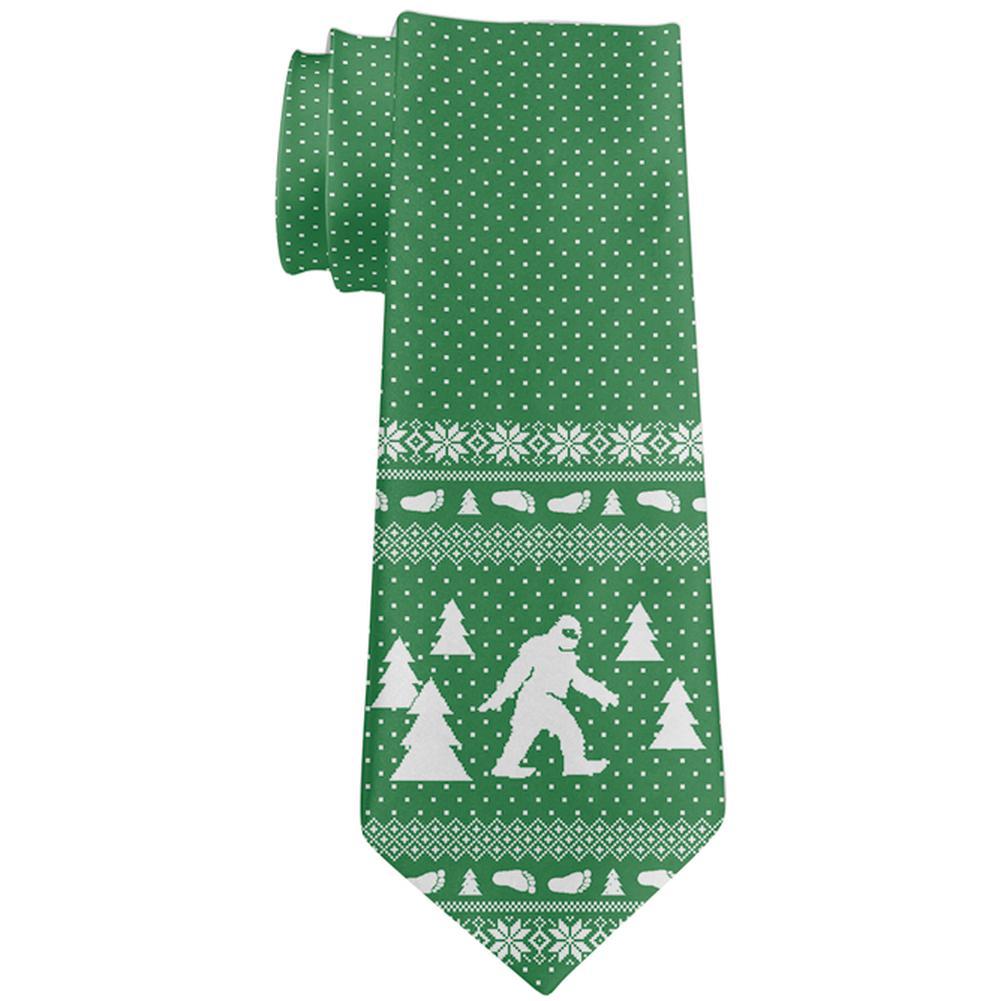Ugly Christmas Sweater Sasquatch Bigfoot All Over Neck Tie