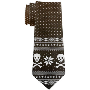 Ugly Christmas Sweater Pirate Skull and Crossbones All Over Neck Tie