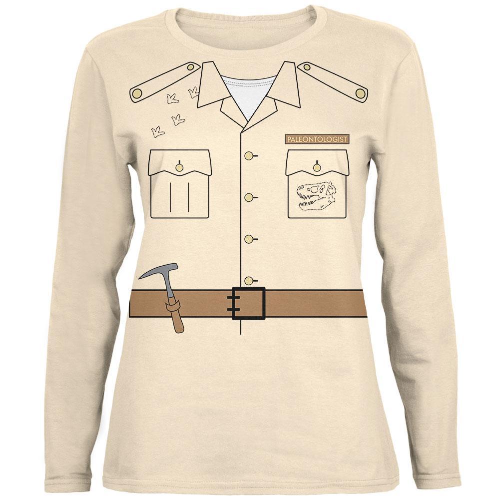 Halloween Paleontologist Dinosaur Hunter Costume Womens Long Sleeve T Shirt
