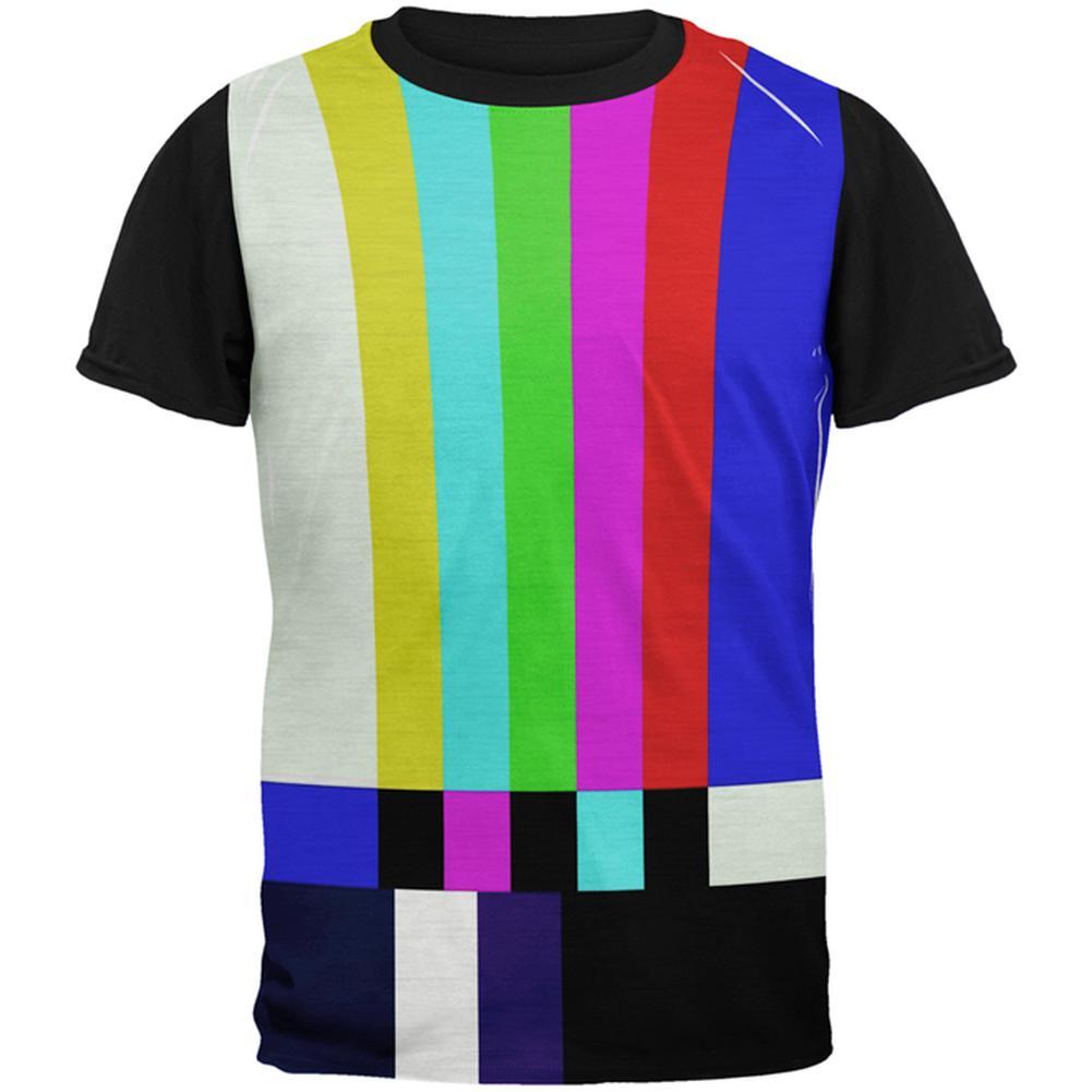 Halloween SMPTE Color Bars Late Night TV Costume All Over Mens Black Back T Shirt