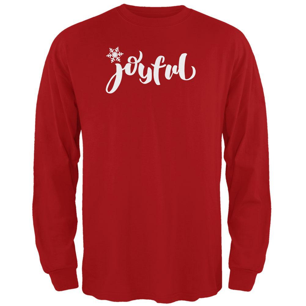 Christmas Joyful Script Snowflake Mens Long Sleeve T Shirt