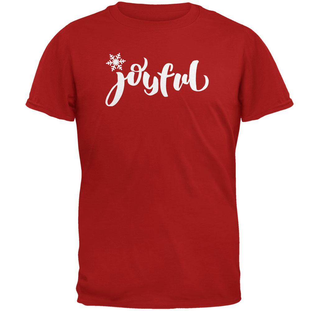 Christmas Joyful Script Snowflake Mens Soft T Shirt