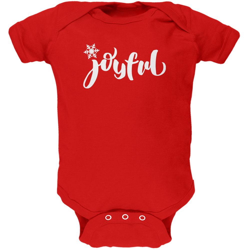 Christmas Joyful Script Snowflake Soft Baby One Piece