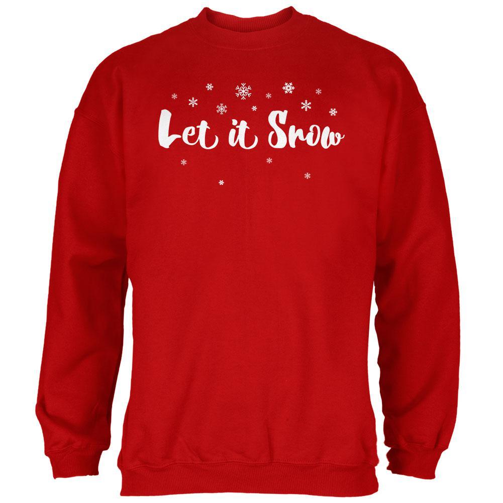 Christmas Let it Snow Script Snowflakes Mens Sweatshirt