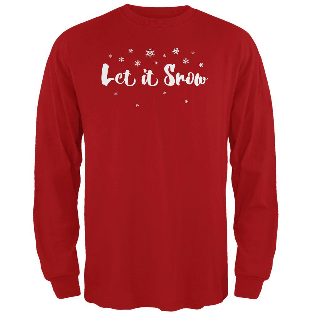 Christmas Let it Snow Script Snowflakes Mens Long Sleeve T Shirt