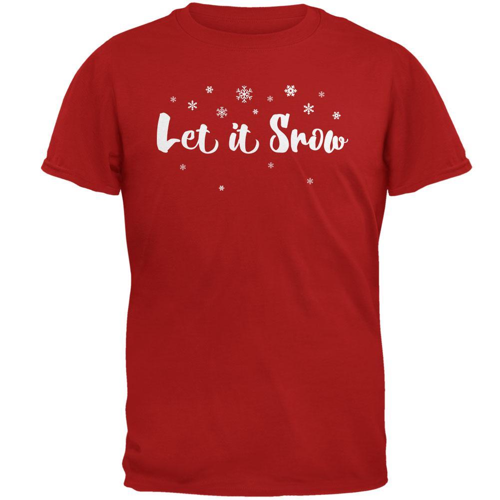 Christmas Let it Snow Script Snowflakes Mens Soft T Shirt