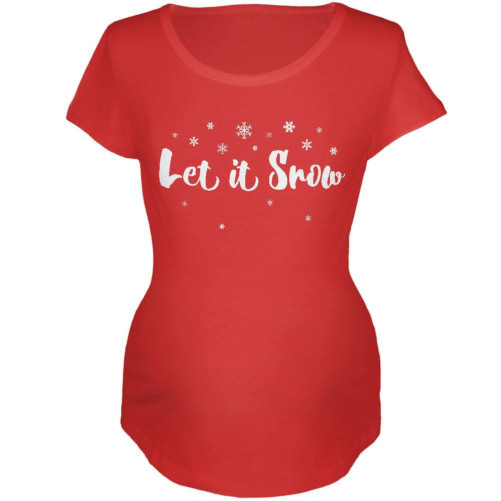 Christmas Let it Snow Script Snowflakes Maternity Soft T Shirt