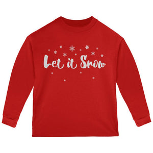 Christmas Let it Snow Script Snowflakes Toddler Long Sleeve T Shirt
