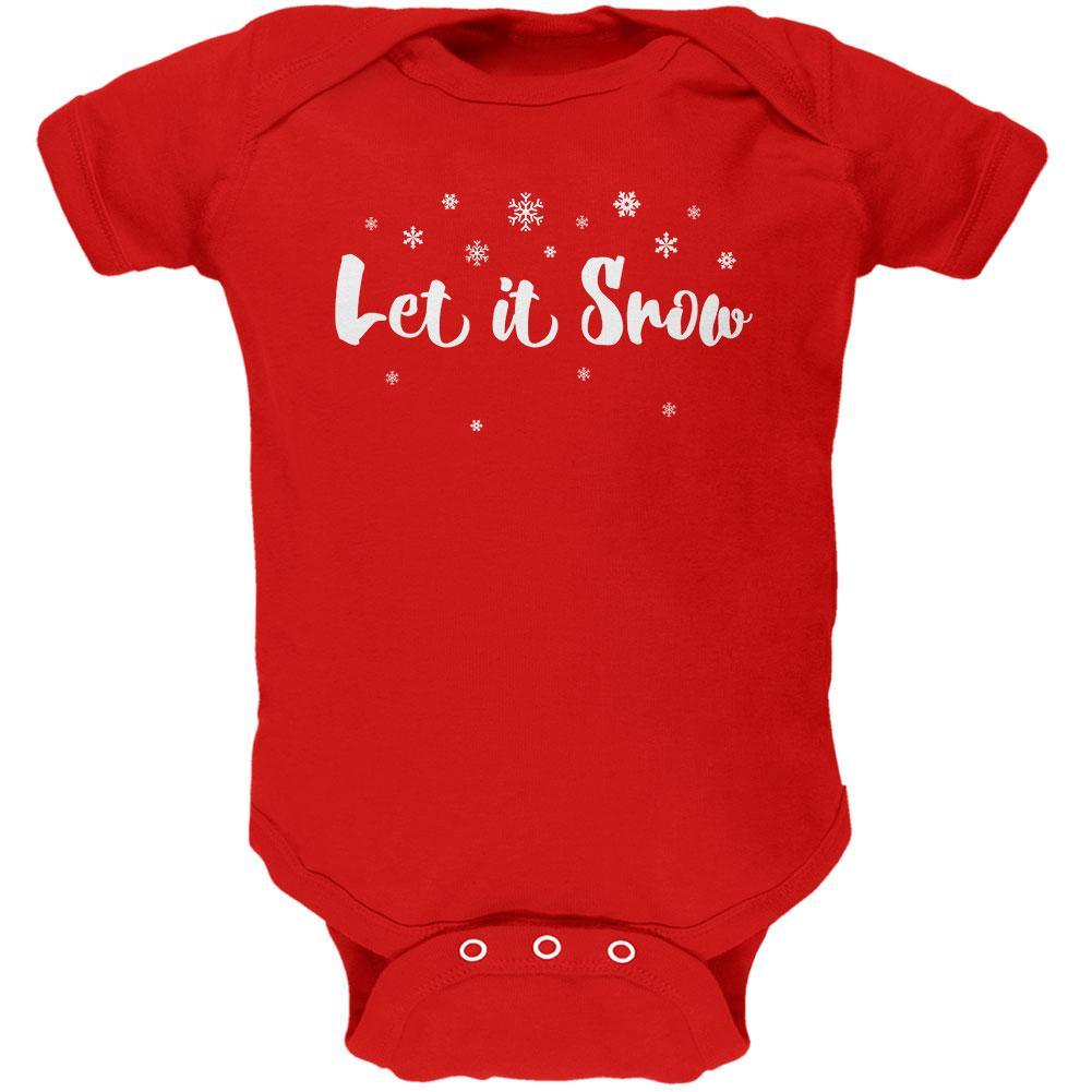 Christmas Let it Snow Script Snowflakes Soft Baby One Piece