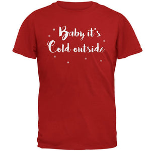 Christmas Baby it's Cold Outside Script Snowflakes Mens Soft T Shirt