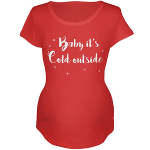 Christmas Baby it's Cold Outside Script Snowflakes Maternity Soft T Shirt