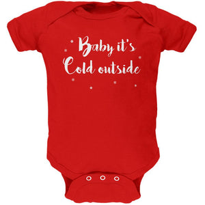 Christmas Baby it's Cold Outside Script Snowflakes Soft Baby One Piece