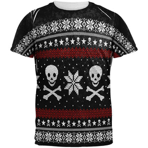 Ugly Christmas Sweater Pirate Skull and Crossbones All Over Mens T Shirt