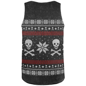 Ugly Christmas Sweater Pirate Skull and Crossbones All Over Mens Tank Top