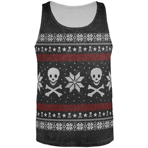 Ugly Christmas Sweater Pirate Skull and Crossbones All Over Mens Tank Top