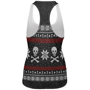 Ugly Christmas Sweater Pirate Skull and Crossbones All Over Womens Work Out Tank Top