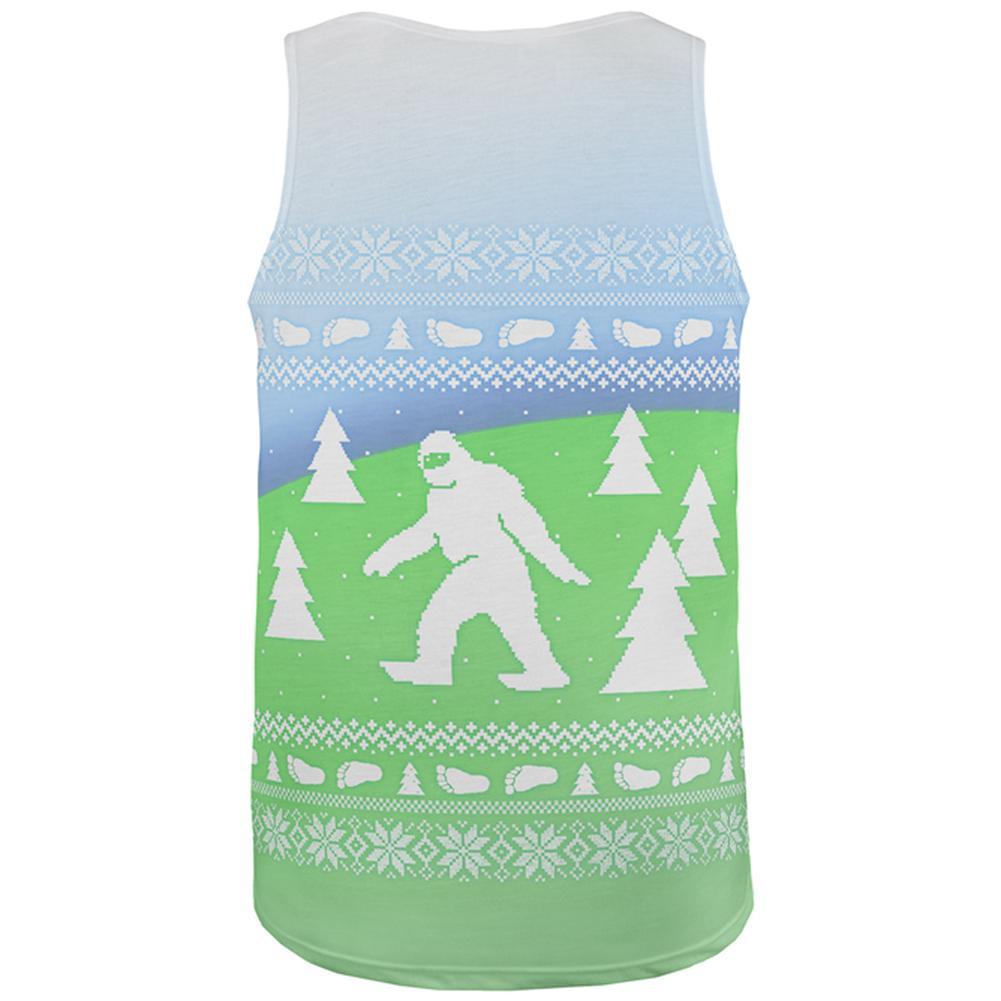 Ugly Christmas Sweater Bigfoot Sasquatch Yeti All Over Mens Tank Top