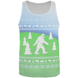 Ugly Christmas Sweater Bigfoot Sasquatch Yeti All Over Mens Tank Top