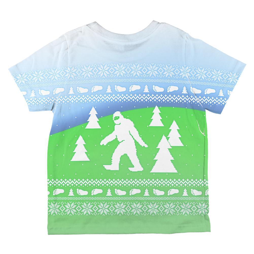 Ugly Christmas Sweater Bigfoot Sasquatch Yeti All Over Toddler T Shirt