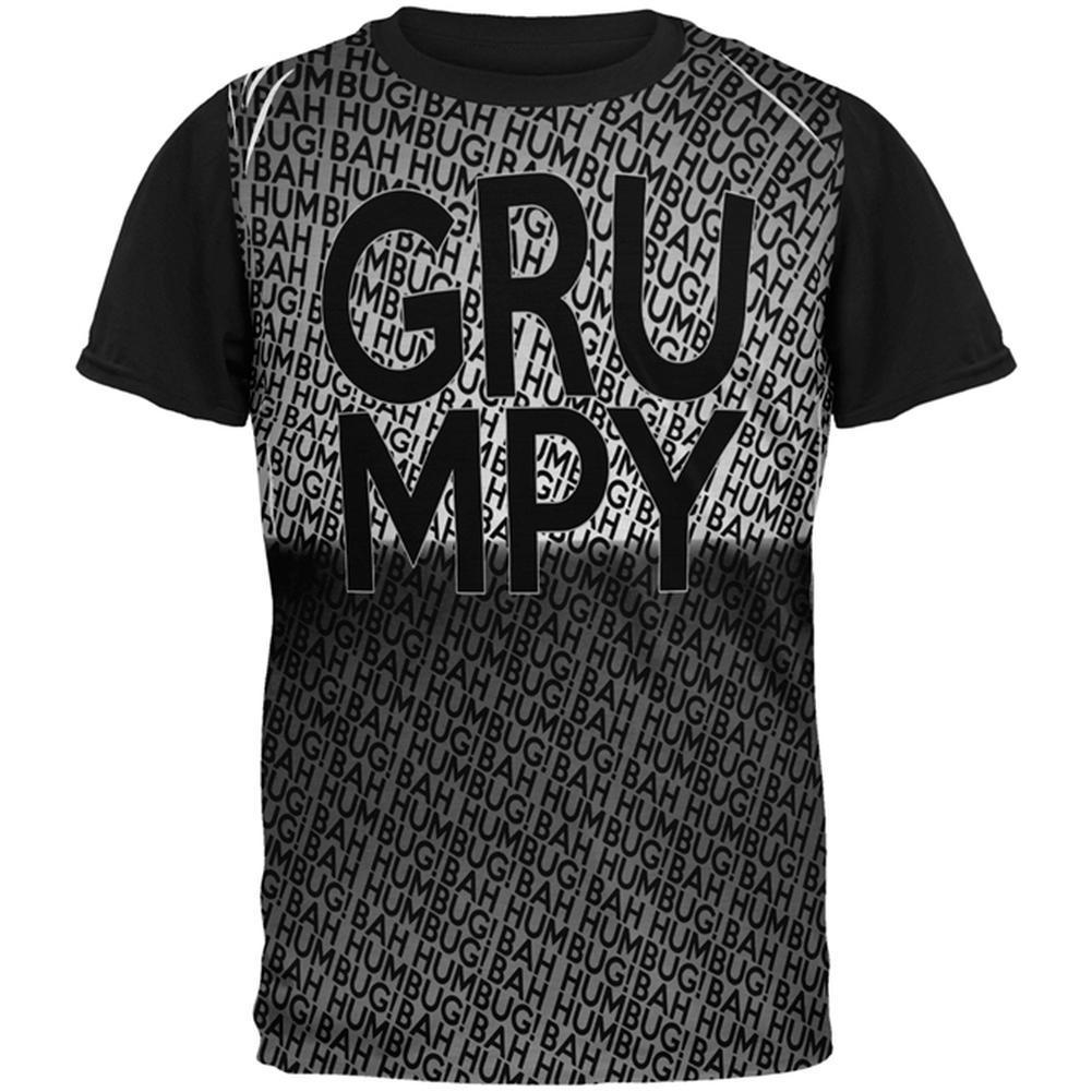Christmas Grumpy Bah Humbug Pattern All Over Mens Black Back T Shirt