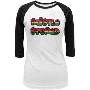 Christmas Mistlestoned Mistletoe Juniors 3/4 Sleeve Raglan T Shirt