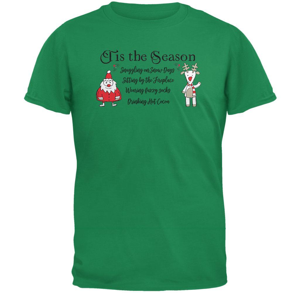 Tis the Season Fireplace Fuzzy Socks Hot Cocoa Mens T Shirt
