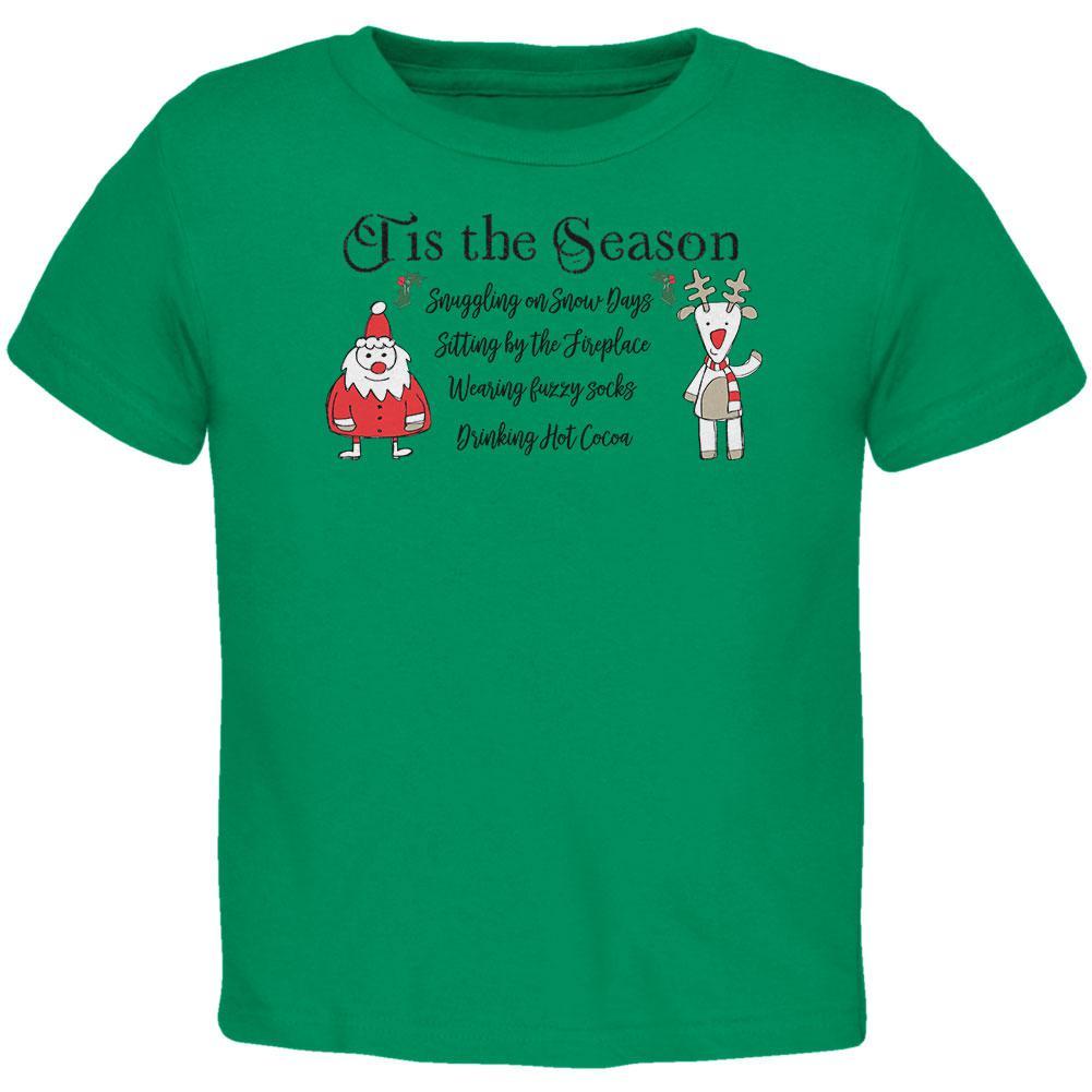 Tis the Season Fireplace Fuzzy Socks Hot Cocoa Toddler T Shirt