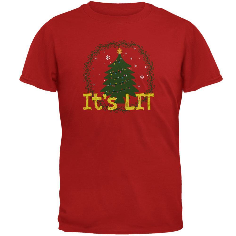 Christmas Tree It's Lit Mens Soft T Shirt