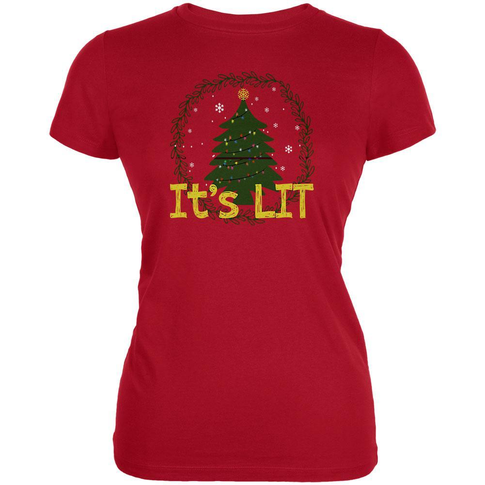 Christmas Tree It's Lit Juniors Soft T Shirt