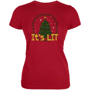 Christmas Tree It's Lit Juniors Soft T Shirt