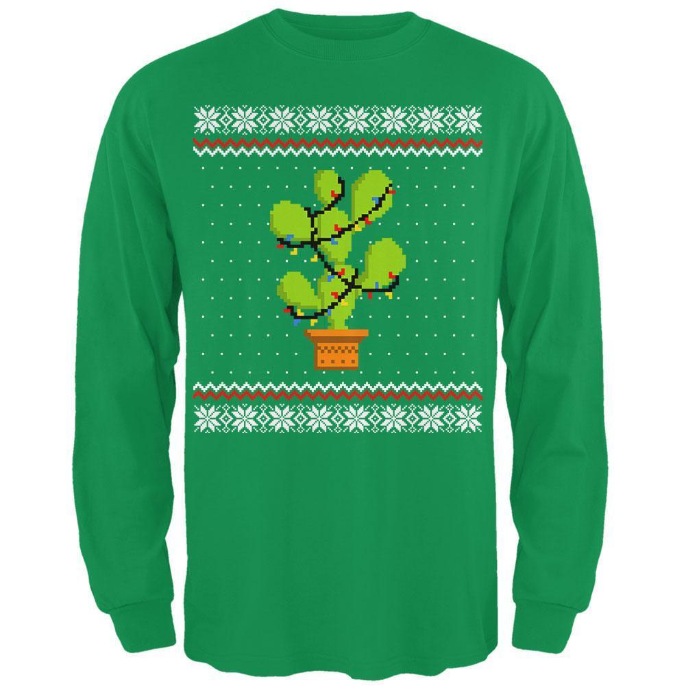 Cactus Prickly Pear Tree Ugly Christmas Sweater Mens Long Sleeve T Shirt