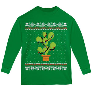 Cactus Prickly Pear Tree Ugly Christmas Sweater Youth Long Sleeve T Shirt