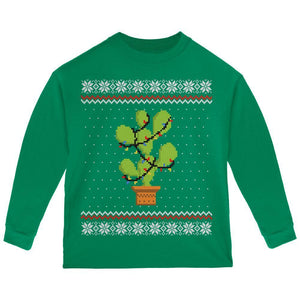 Cactus Prickly Pear Tree Ugly Christmas Sweater Toddler Long Sleeve T Shirt