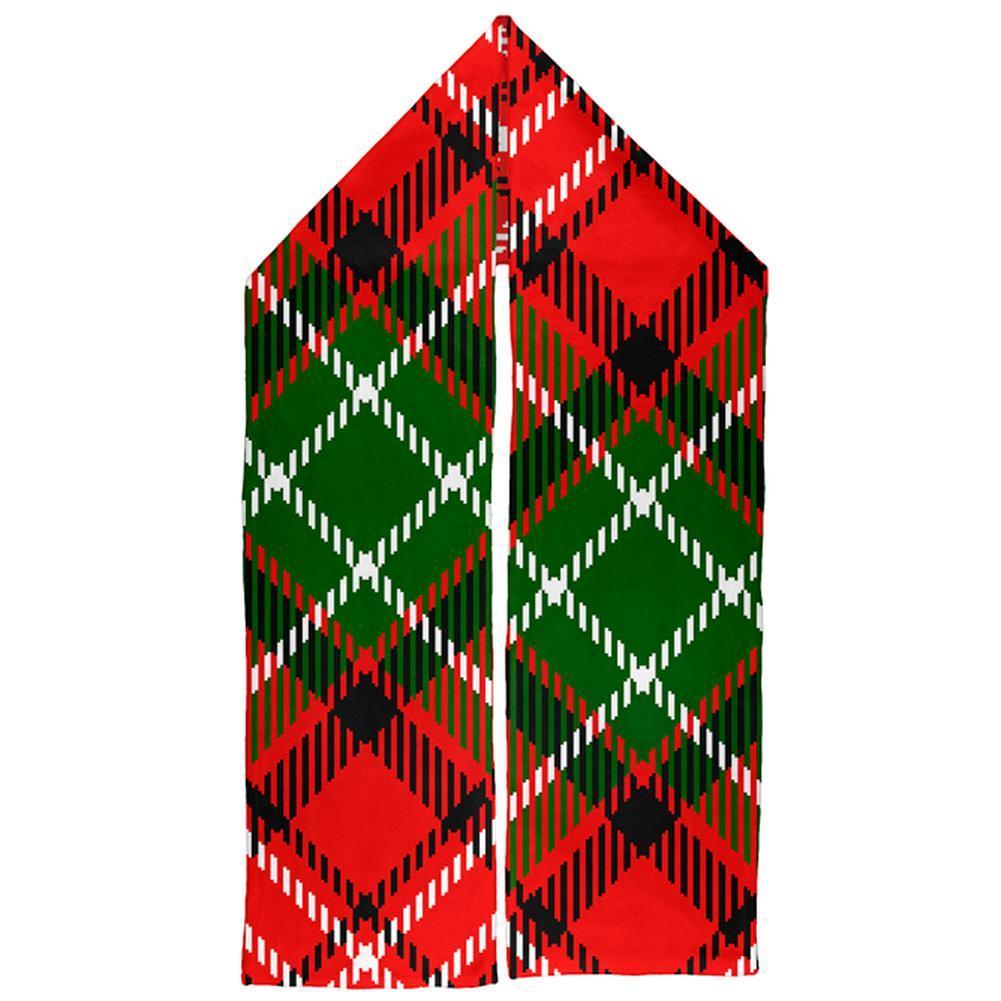 Christmas Red and Green Plaid Warm Fleece Scarf