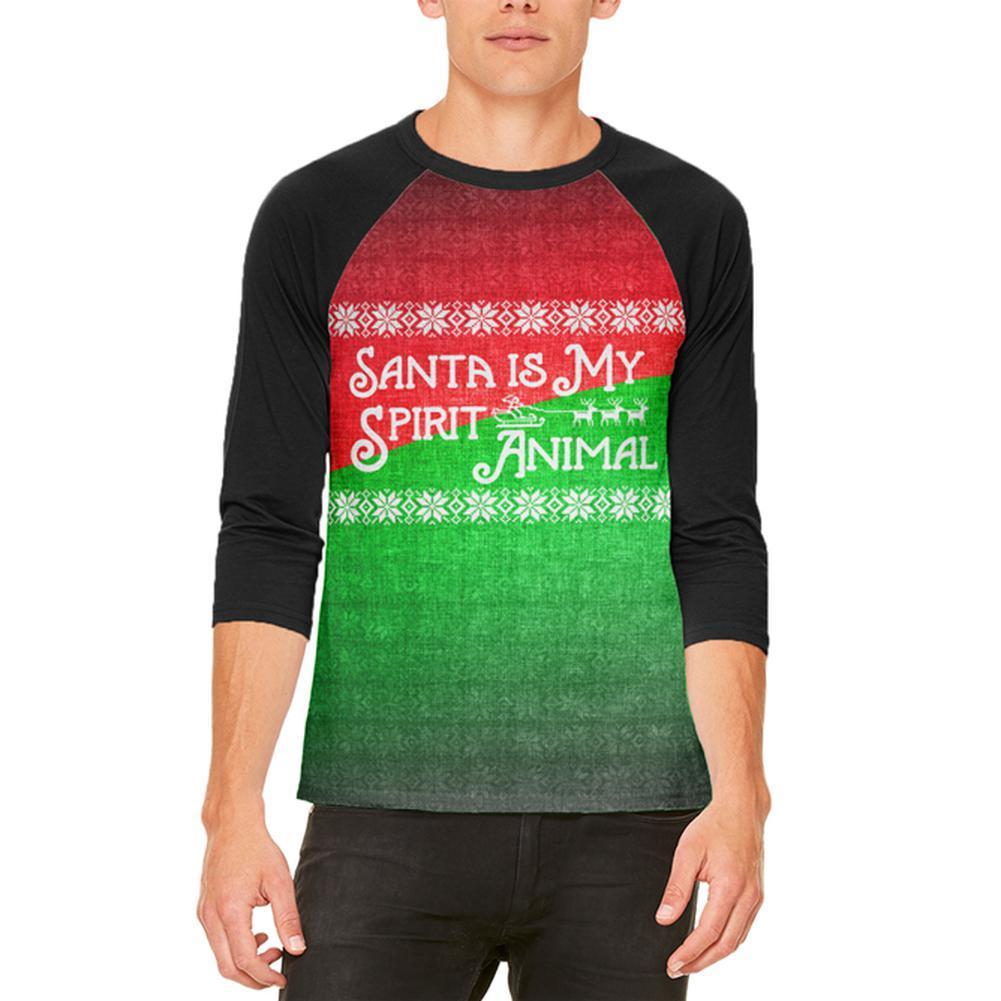 Christmas Santa is My Spirit Animal Sweater Mens Raglan T Shirt