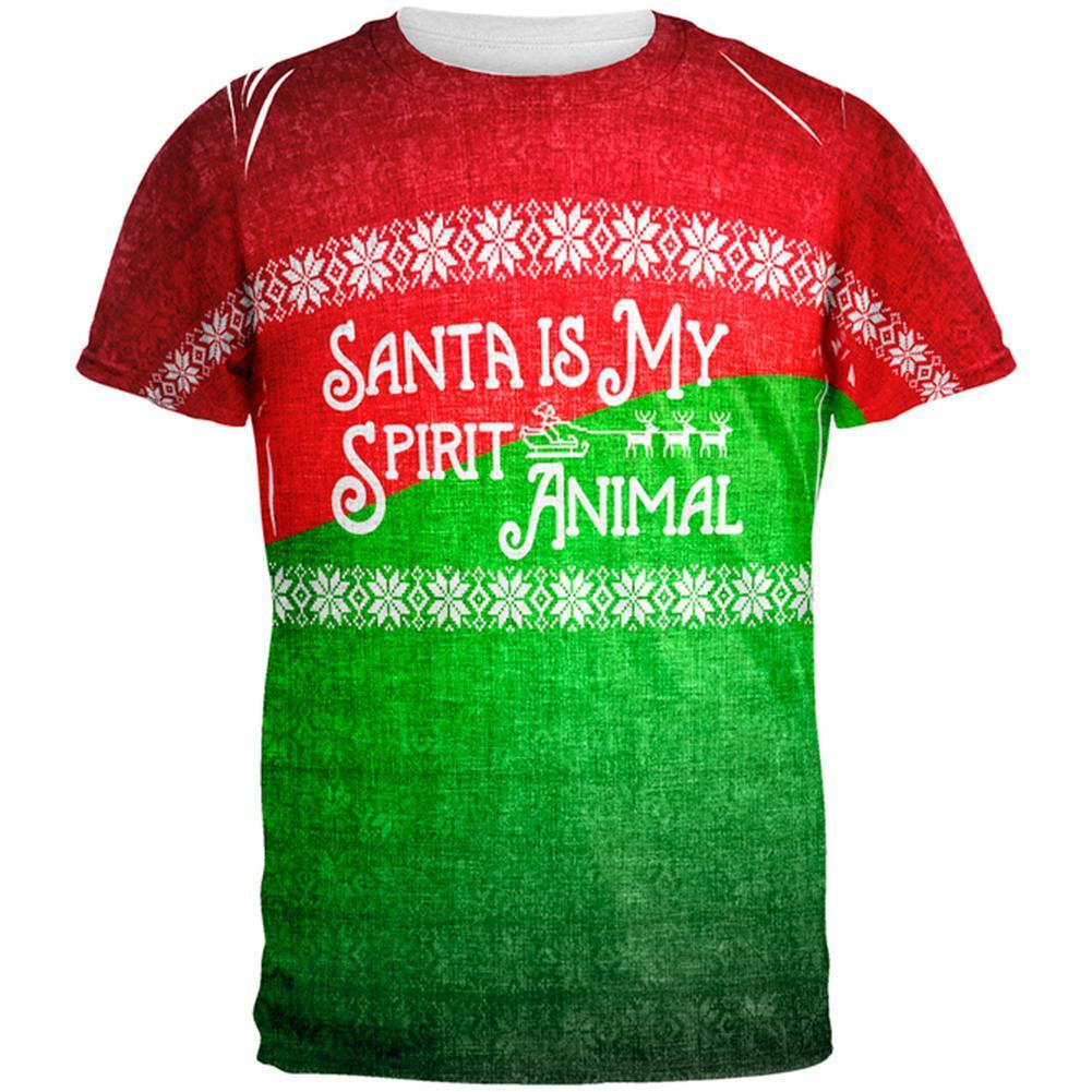 Christmas Santa is My Spirit Animal Sweater All Over Mens T Shirt
