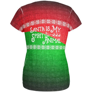 Christmas Santa is My Spirit Animal Sweater All Over Womens T Shirt