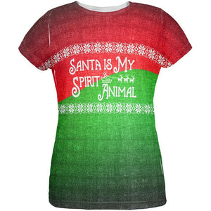 Christmas Santa is My Spirit Animal Sweater All Over Womens T Shirt