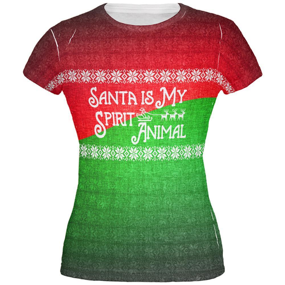 Christmas Santa is My Spirit Animal Sweater All Over Juniors T Shirt
