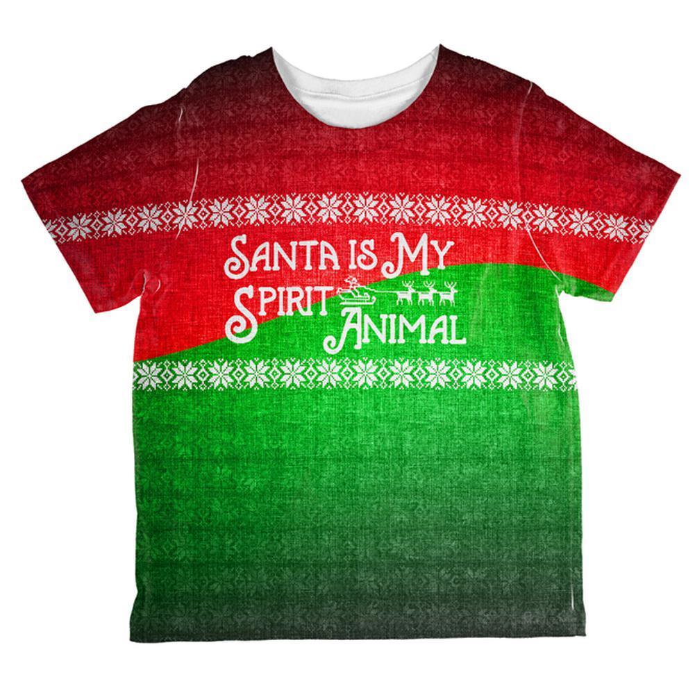 Christmas Santa is My Spirit Animal Sweater All Over Toddler T Shirt