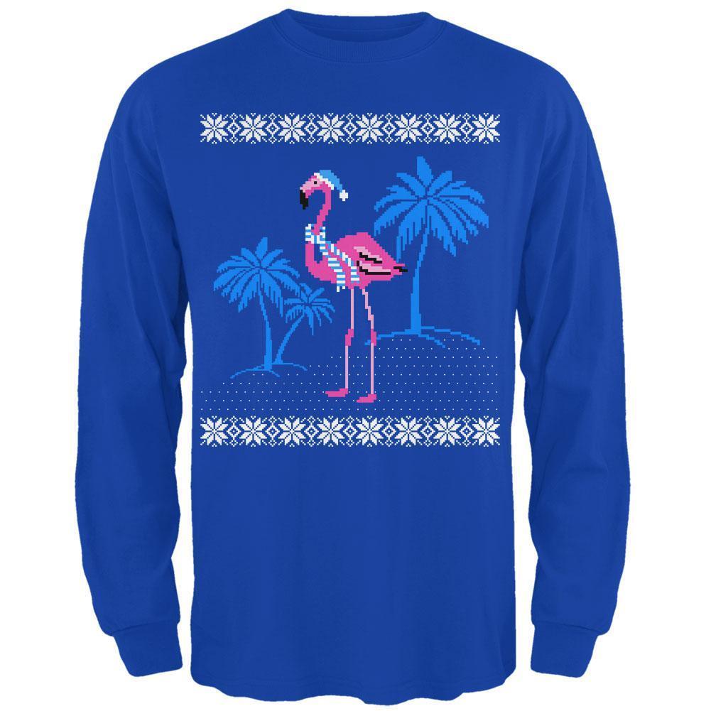 Flamingo Winter Ugly Christmas Sweater Mens Long Sleeve T Shirt